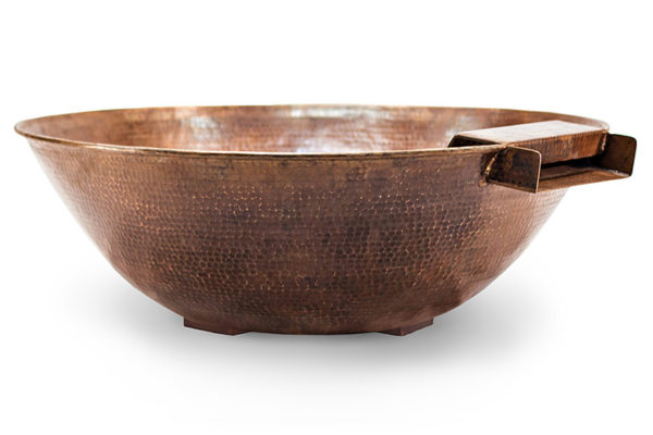 Hammered Copper Round Fire & Water Bowl