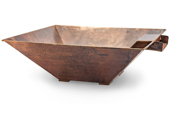 Hammered Copper Square Fire & Water Bowl