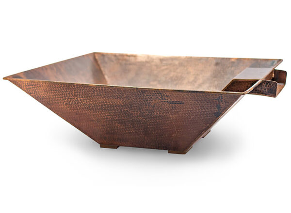 Hammered Copper Square Planter & Water Bowl