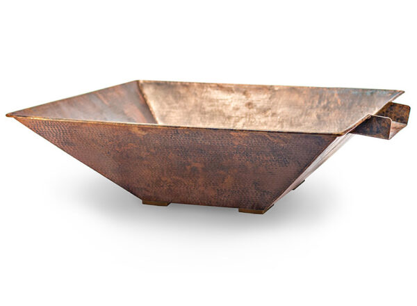 Hammered Copper Square Water Bowl