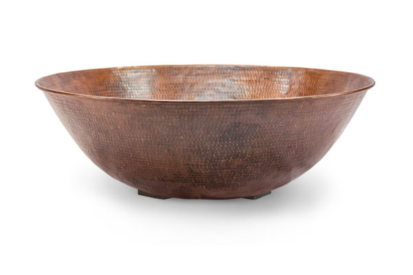 Hammered Copper Round Planter Bowl