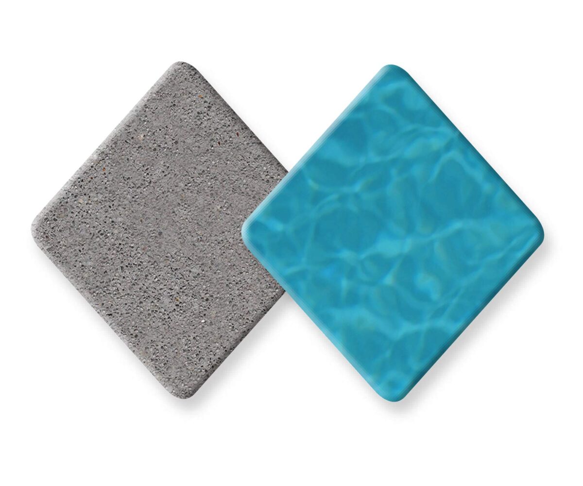 sample image of pebble quartz coastal grey finish texture and medium blue water color