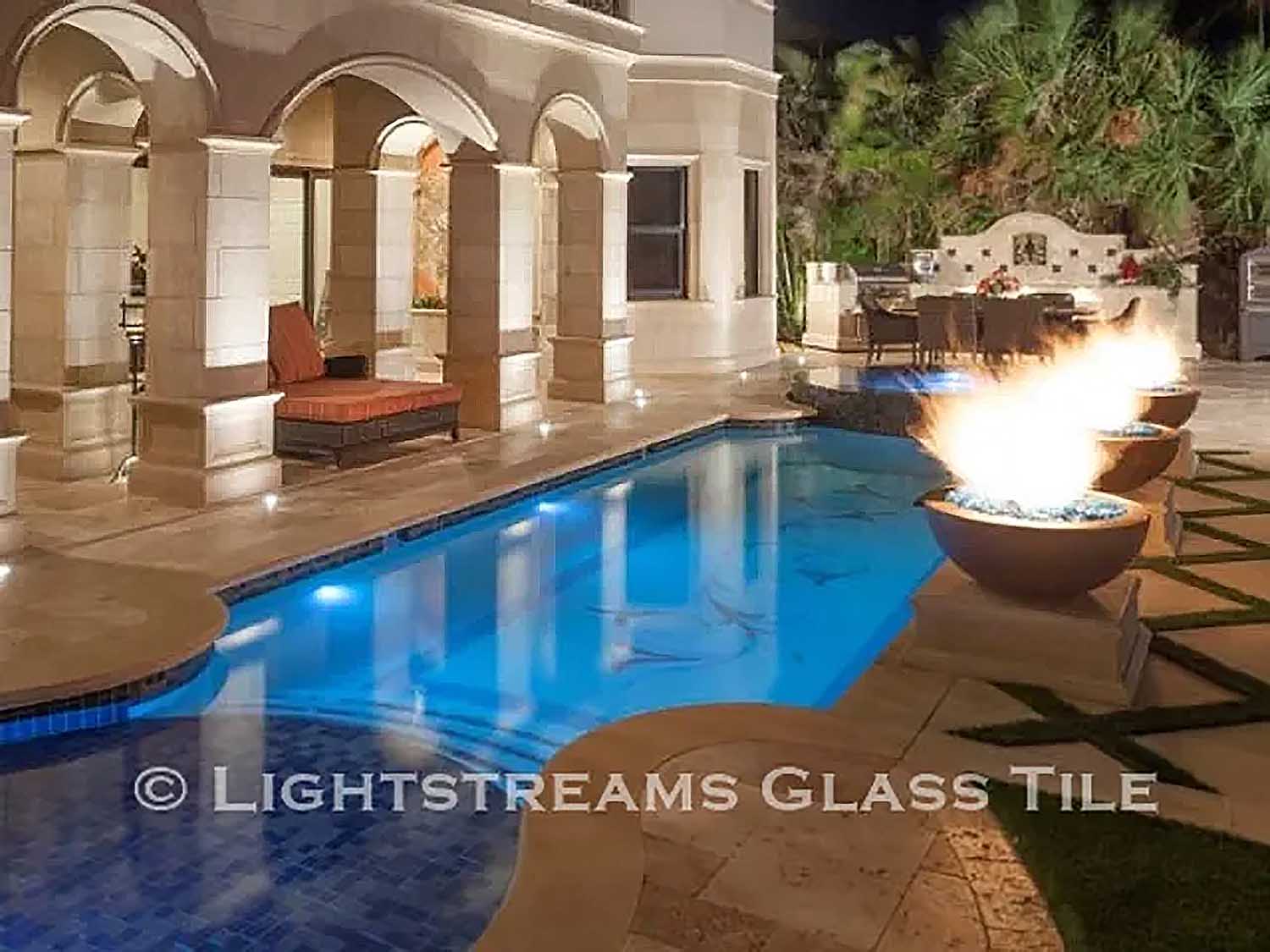 Photo of Gold Iridescent Collection Steel Blue All Glass Tile Spa, Pool, Fire & Water features and Fountain Tile