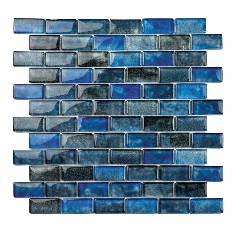 image of 2 inch pebbletec glass tile in dark blue color Midnight Tide